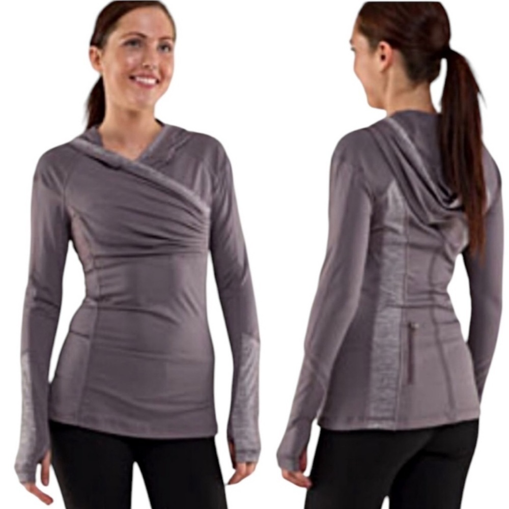 Lululemon Run For Your Life hoodie pullover in Heathered Magnum Size 8